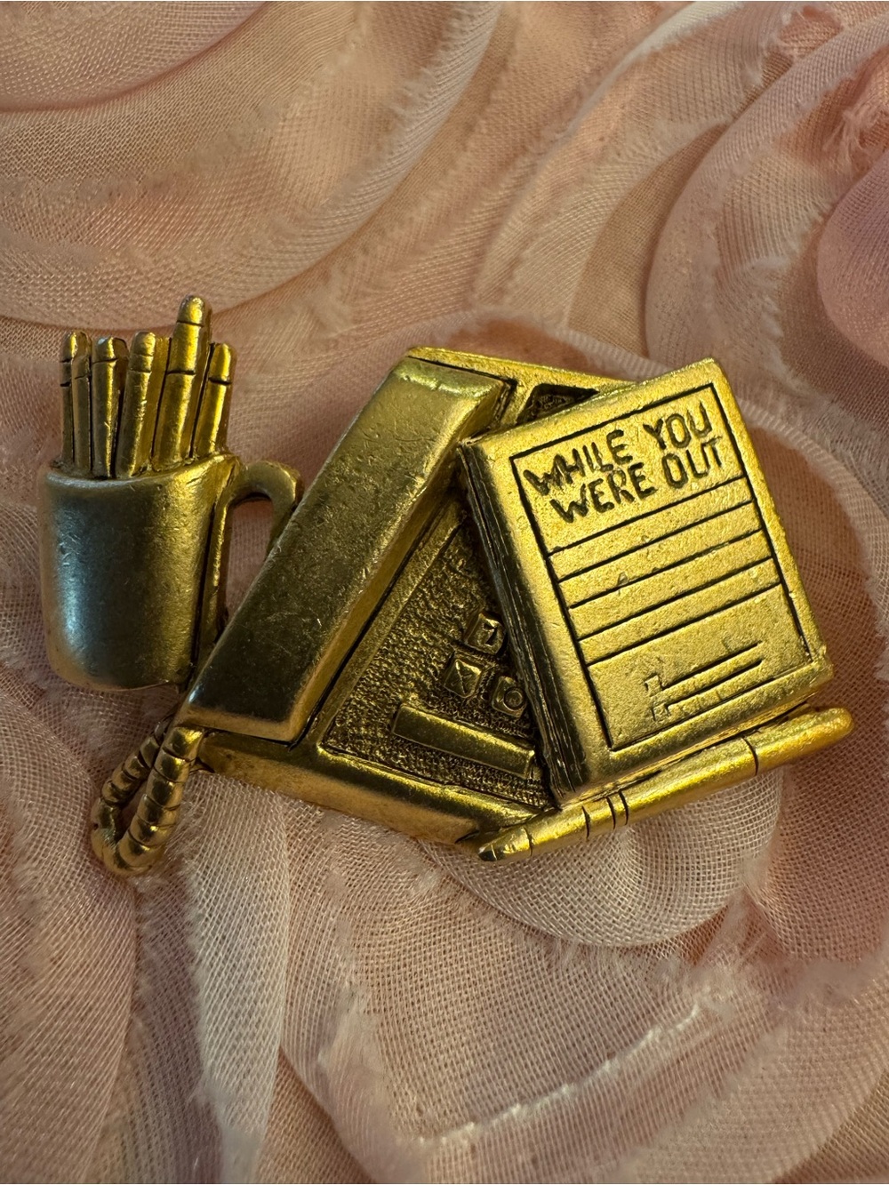 Danecraft Rare Vintage Brooch “While You Were Out”